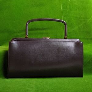 Vintage Brown Vinyl Handbag Convertible Clutch With Tethered Coin Purse